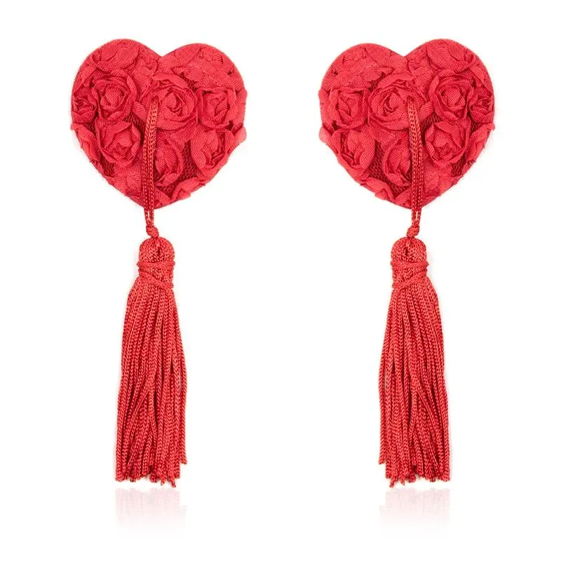 Pezoneras con Encaje y Patrón Floral Rojo – Pezoneras