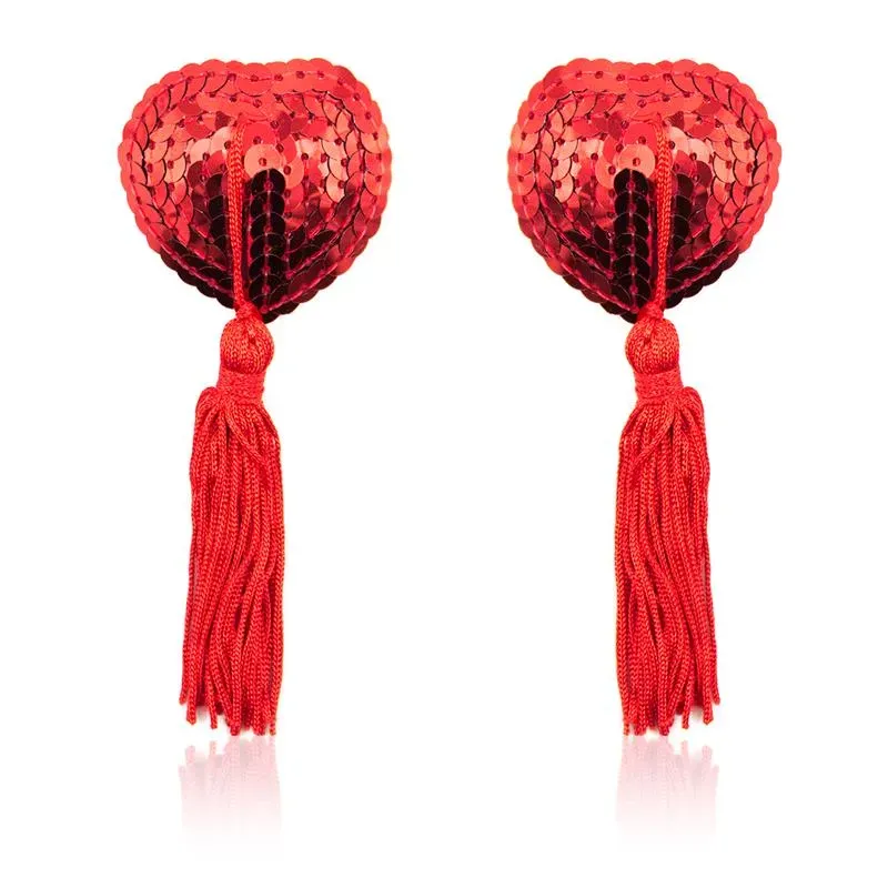 Pezoneras Forma Corazón Autoadhesivas con Lentejuelas Rojo – Pezoneras