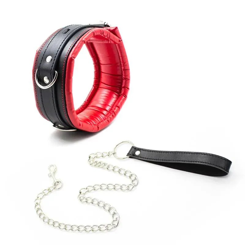 Collar con Correa de Metal e Interior Acolchado Negro/Rojo – Collares