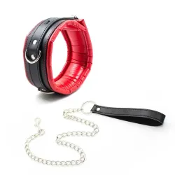 Collar con Correa de Metal e Interior Acolchado Negro/Rojo