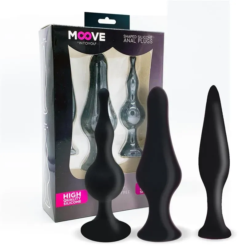 Set 3 Plugs Anal Silicona Negro – Plugs
