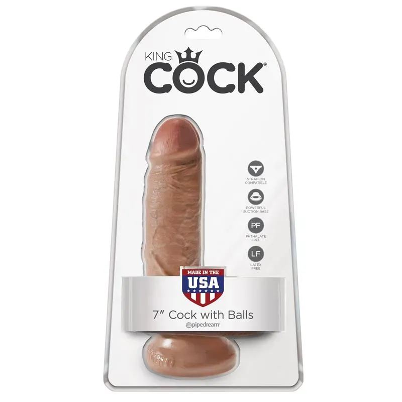 King Cock Pene con Testículos de 7 - Bronceado – Dildos