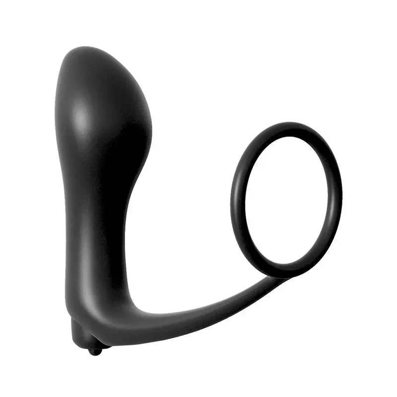 Plug Vibrador con Anillo Pene - Color Negro – Anal