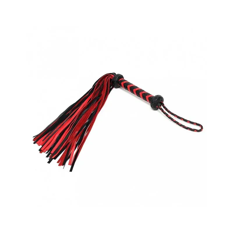 Flogger Trenzado Cuero Negro Rojo – Fustas, Floggers y Palas