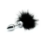 Plug Anal Metal con Plumas Negro 73mm