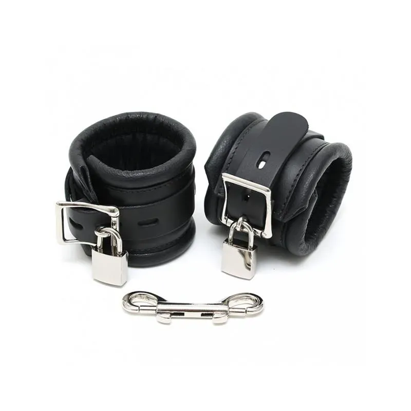 Esposas de Pies Cuero Negro con Candado 7cm – Esposas y Antifaces
