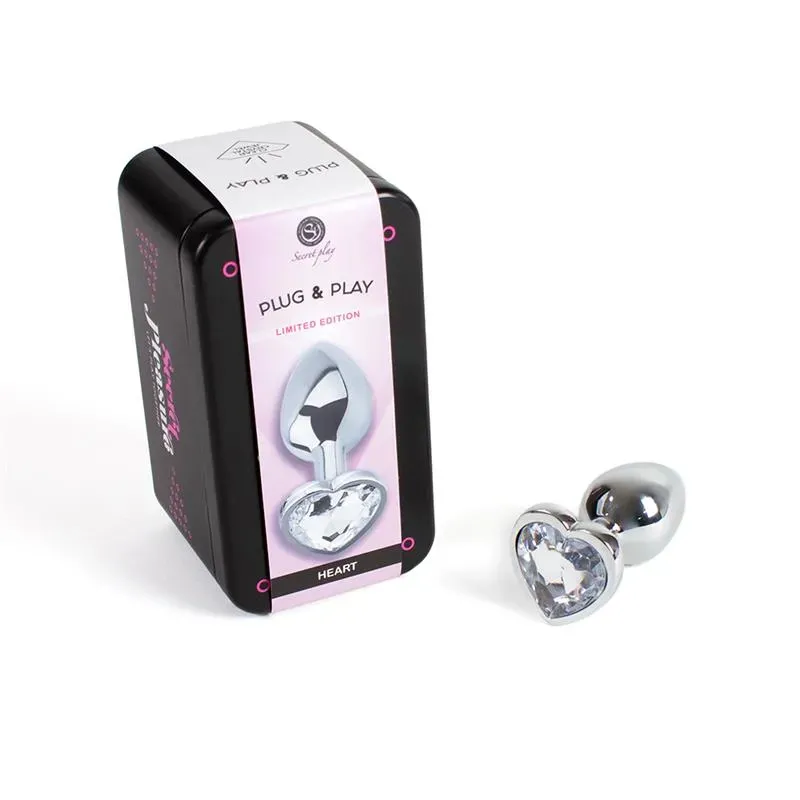 Plug Anal de Metal Corazón Transparente Talla S – Anal