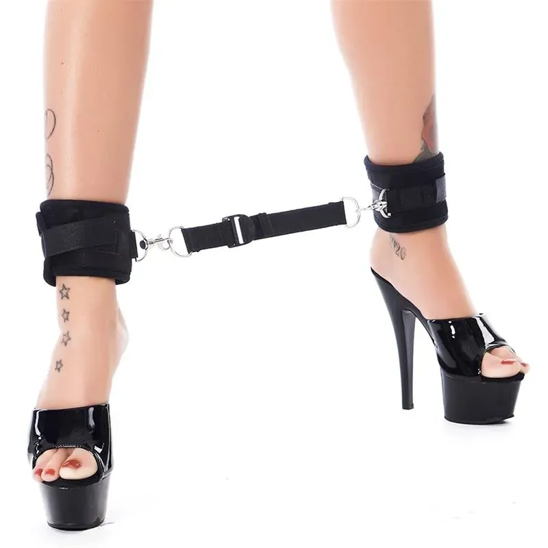 Rimba Bondage Play Esposas para Tobillos Con Correa Elástica Color Negro – BDSM/Ataduras