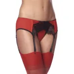 Liguero con Braguitas y Medias Rojo y Negro