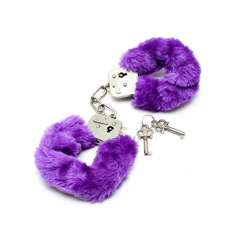Esposas Metálicas con Pelo Morado – Esposas y Antifaces