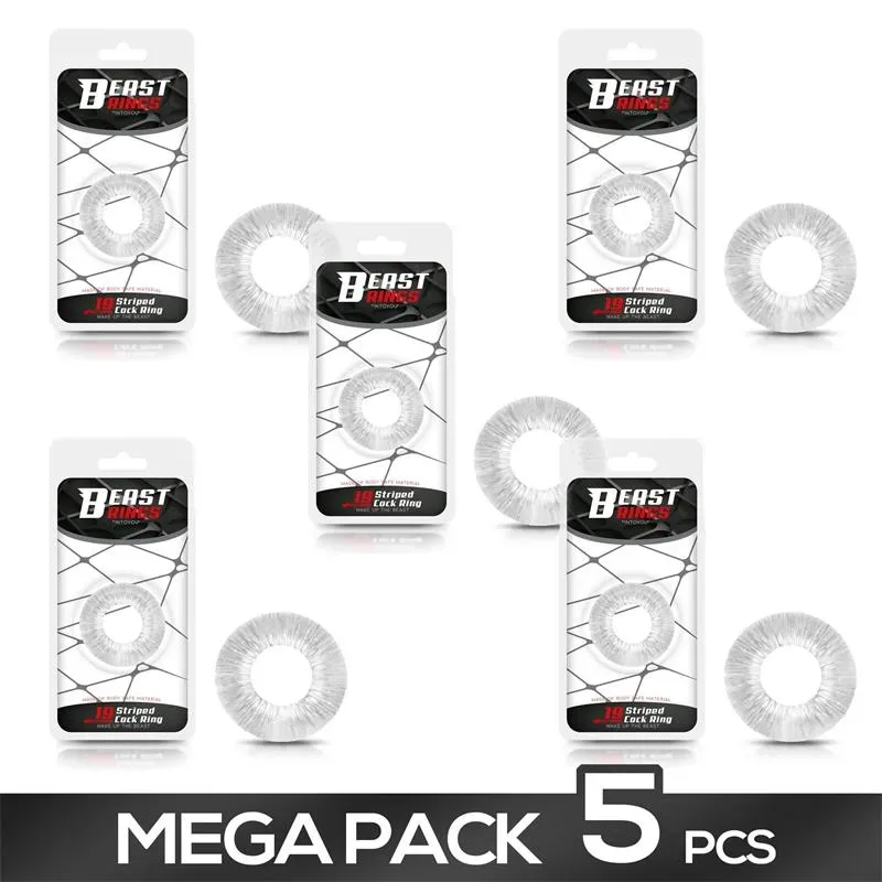 Pack de 5 Anillo para el Pene Striped Flexible Transparente 1.9 cm – Anillos Pene