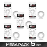 Pack de 5 Anillo para el Pene Súper Flexible Poligonal 2.2 cm Transparente