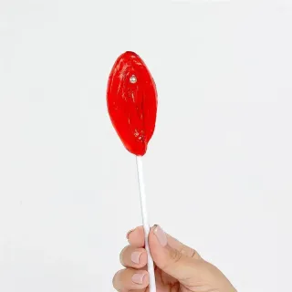 Piruleta de Fresa en Forma de Vagina