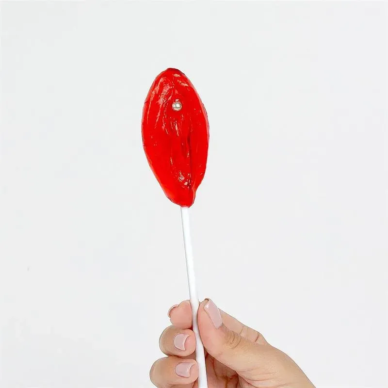 Piruleta de Fresa en Forma de Vagina – Juegos Comestibles