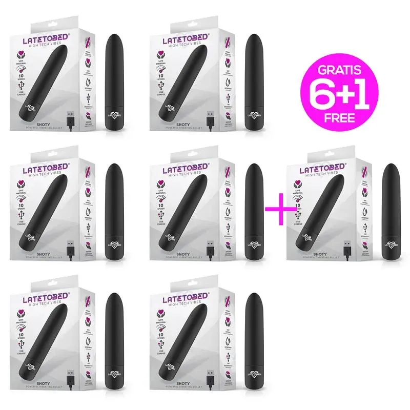 Pack 6 +1 Shoty Bala Vibradora USB 10 Velocidades Potente Motor Negro – Balas Vibradoras