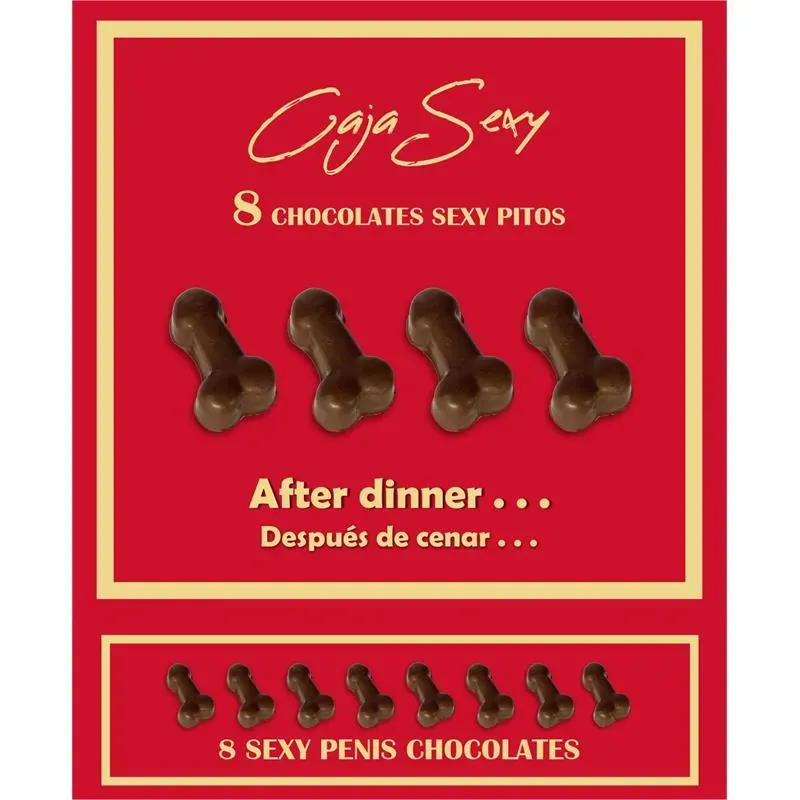 Caja Roja Sexy Forma de Pene Chocolate Negro 8 unidades – Juegos Comestibles