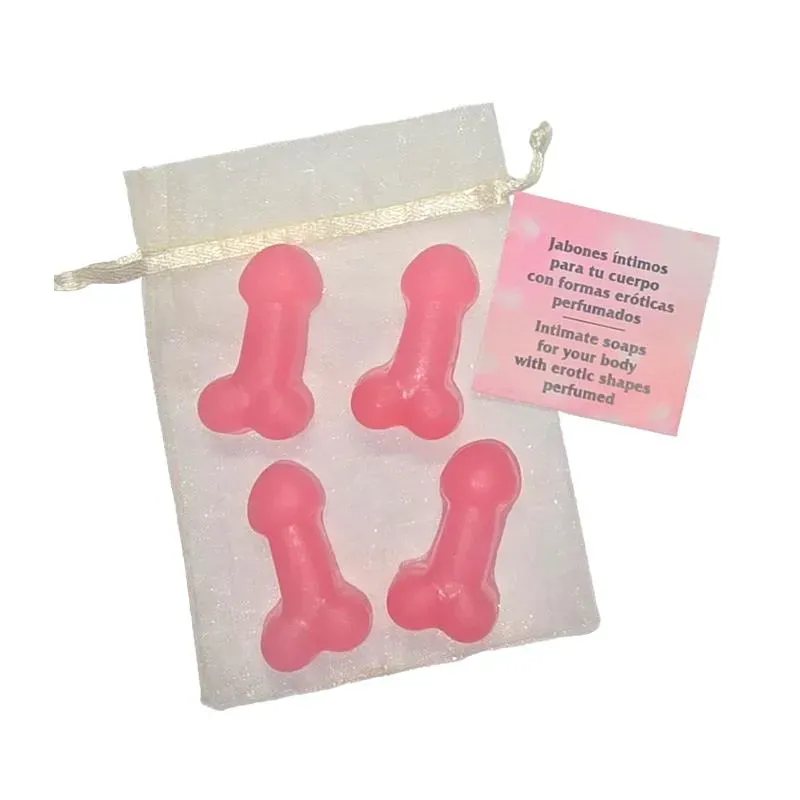 Set de 4 Mini Jabones con Forma de Pene Rosa Aromatizados – Complementos/Artículos Divertidos