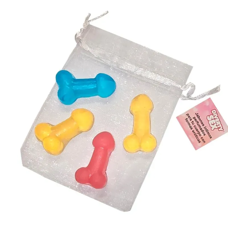 Set de 4 Mini Jabones Forma de Pene de Colores – Complementos/Artículos Divertidos