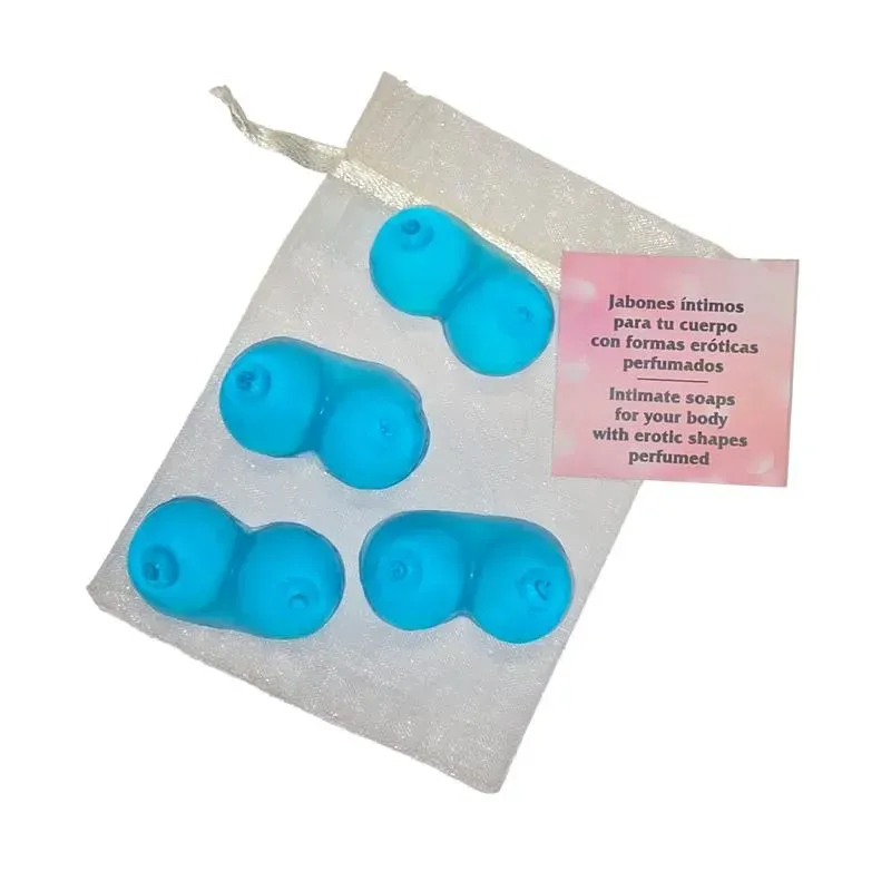 Set de 4 Mini Jabones en forma de Tetas Azules Aromatizados – Complementos/Artículos Divertidos