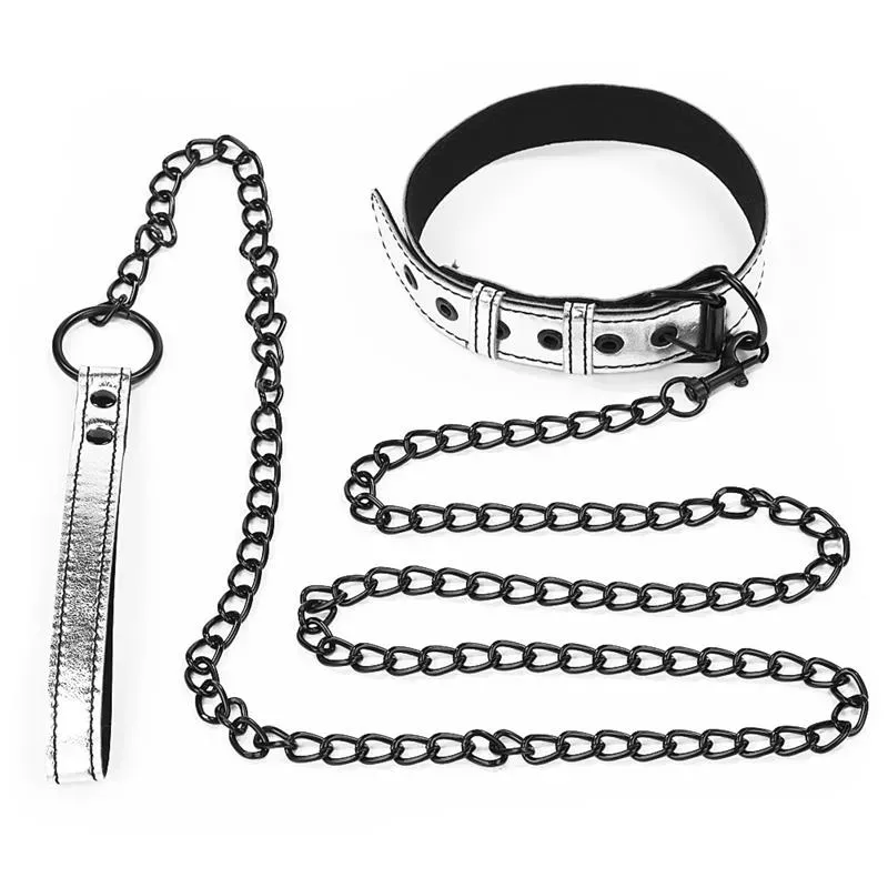Collar con Correa Bondage Plateado – Collares