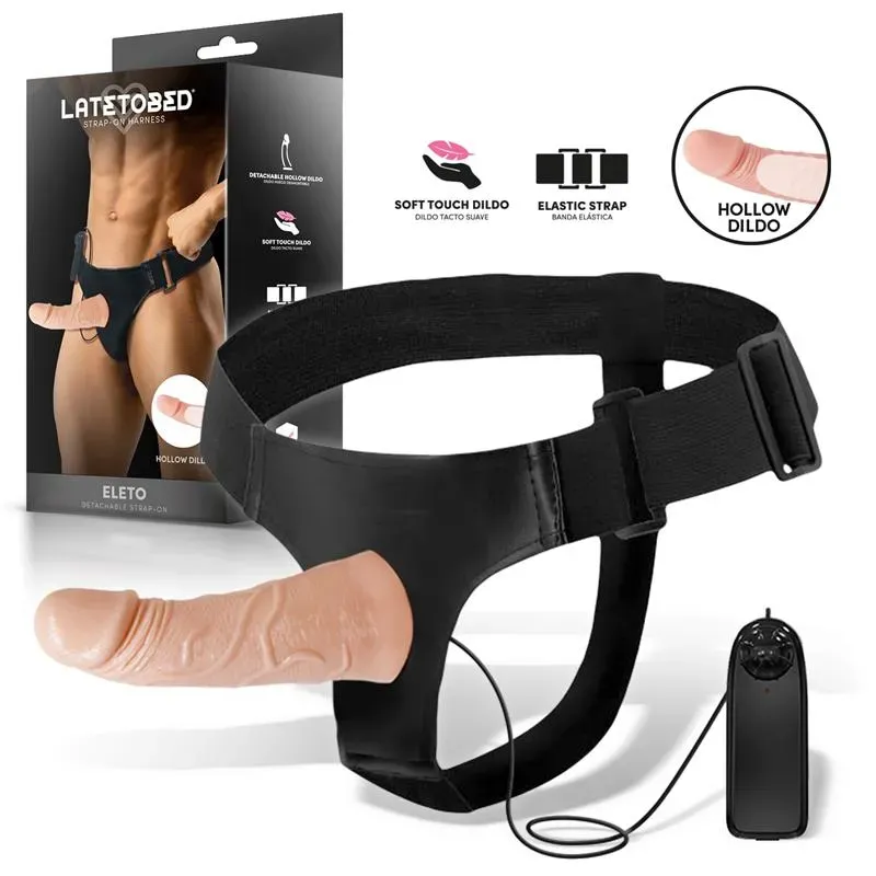 Eleto Arnés con Dildo Hueco Desmontable, Vibración y Control Remoto – Arneses