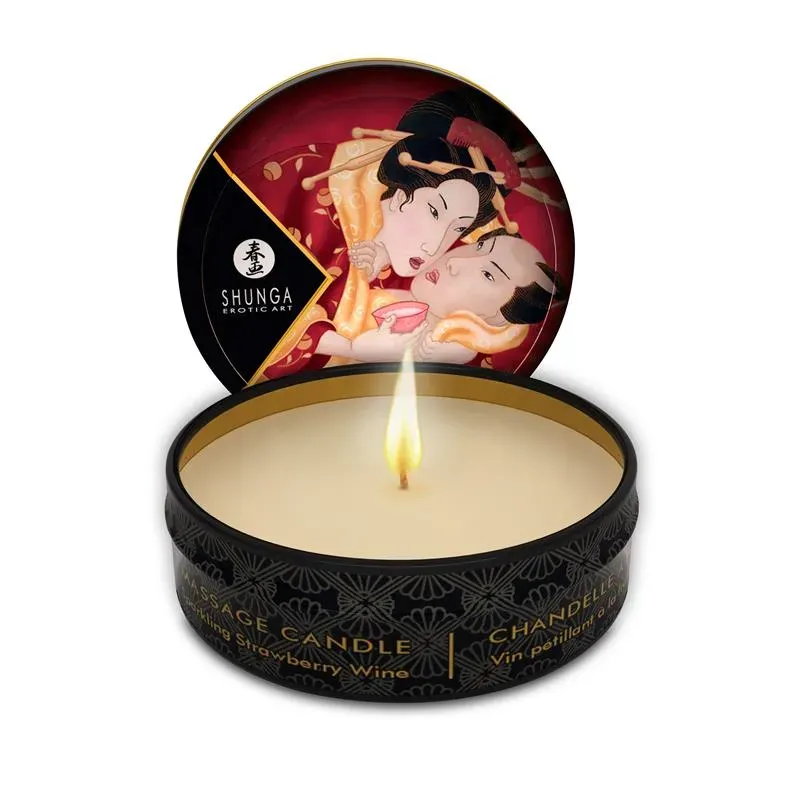 Shunga Mini Vela de Masaje Vino de Fresa – Incienso, Velas de Masaje, Polvos...