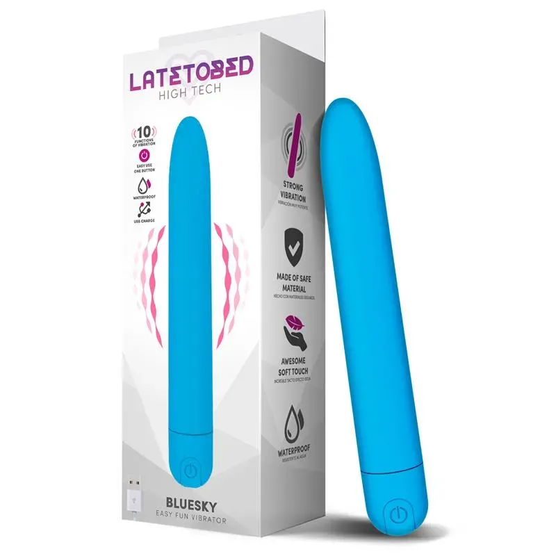 Bluesky Vibrador 10 Funciones 18,5 cm USB Azul Mate – Vibradores