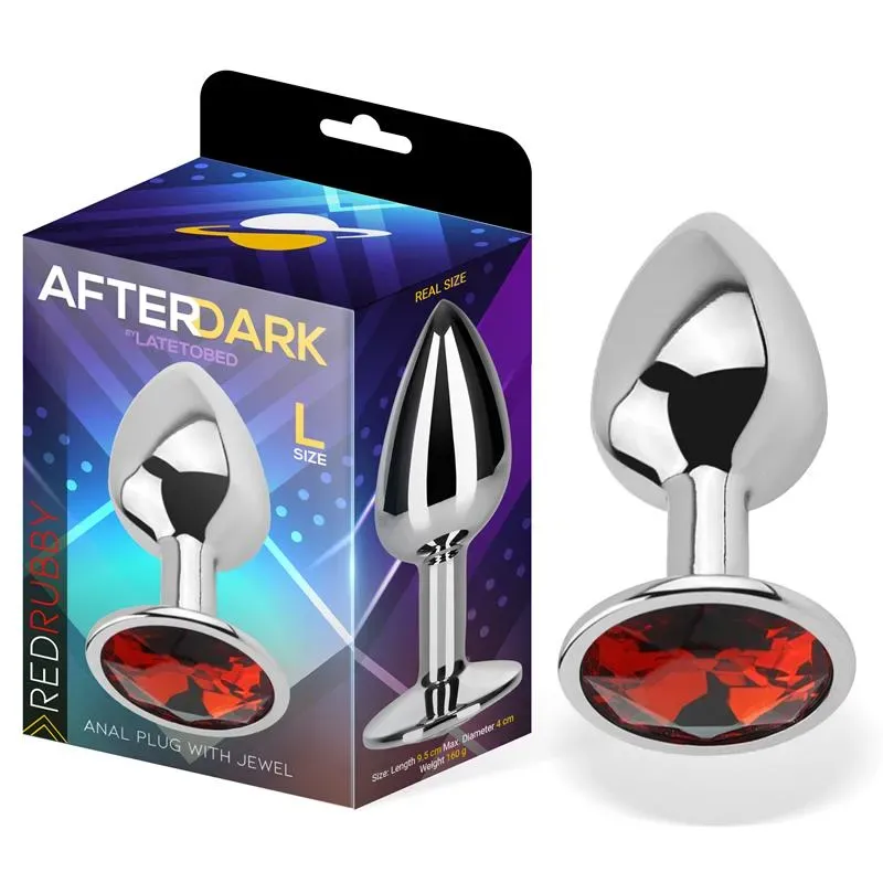 Plug Anal con Joya Rojo Rubí Talla L Aluminio – Anal