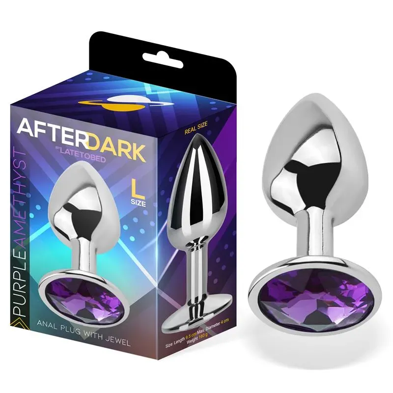Plug Anal con Joya Púrpura Amatista Talla L Aluminio – Anal