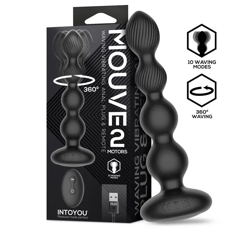 Mouve Plug Anal con Waving y Vibración con Control Remoto 2 Motores – Anal
