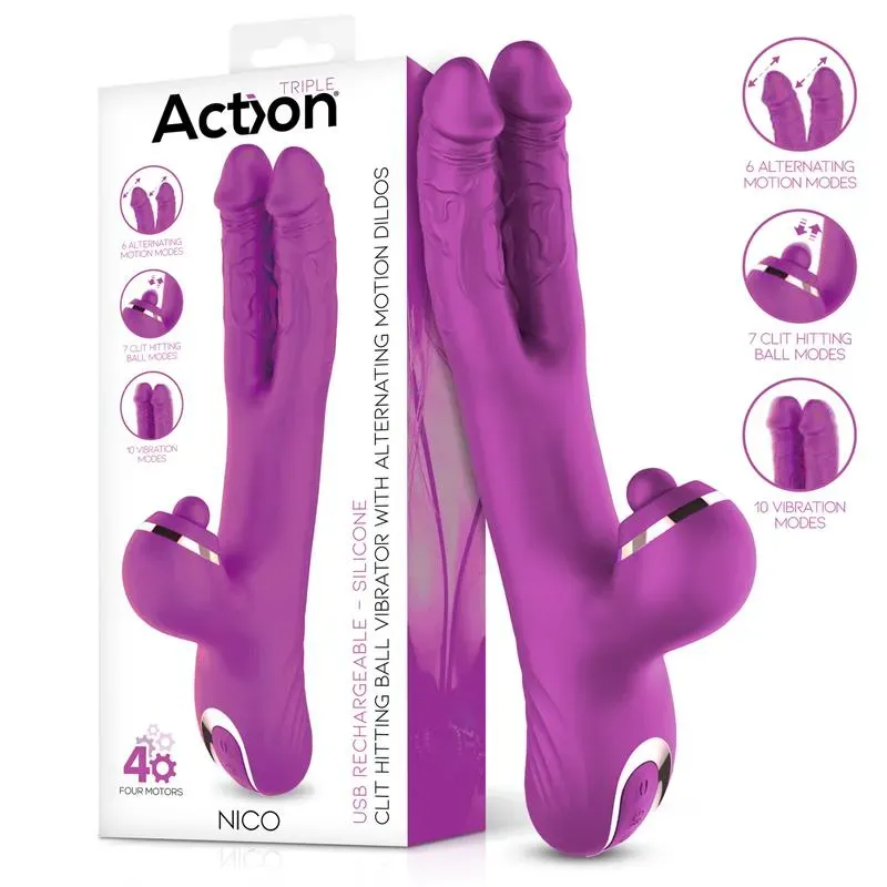 Nico Vibrador con Dildos Alternantes y Bola Percutora 4 Motores – Vibradores