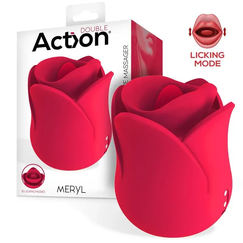 Meryl Estimulador Vibrador de Rosa con Lengua 2 Motores – Estimuladores