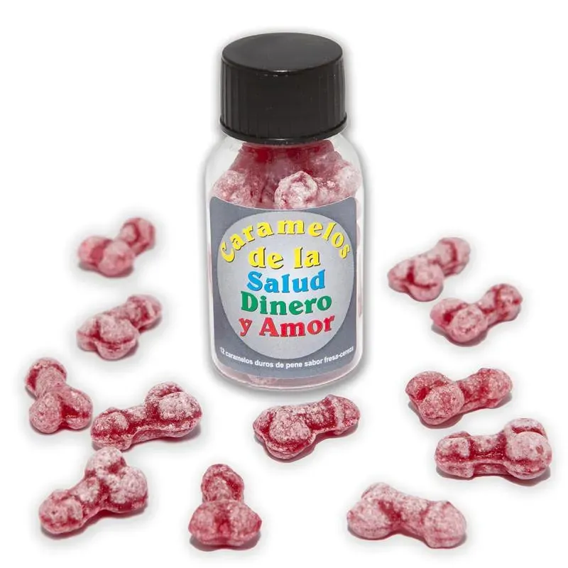 Bote Caramelos Pene Salud Dinero y Amor 12 und – Juegos Comestibles