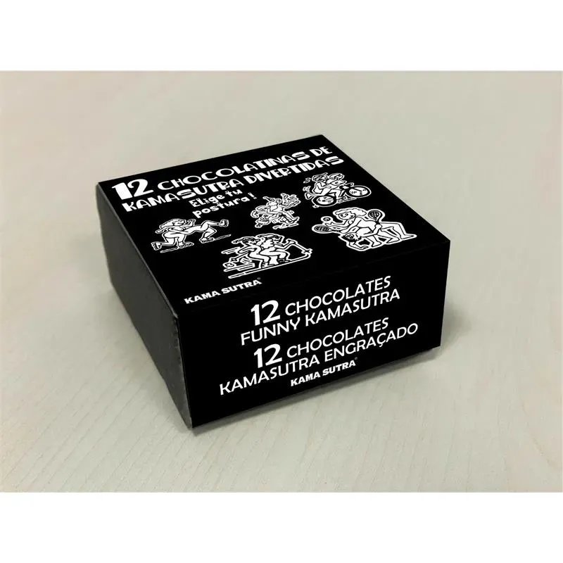 Caja de 12 Chocolatinas de Chocolate con Leche del Kamasutra – Juegos Comestibles