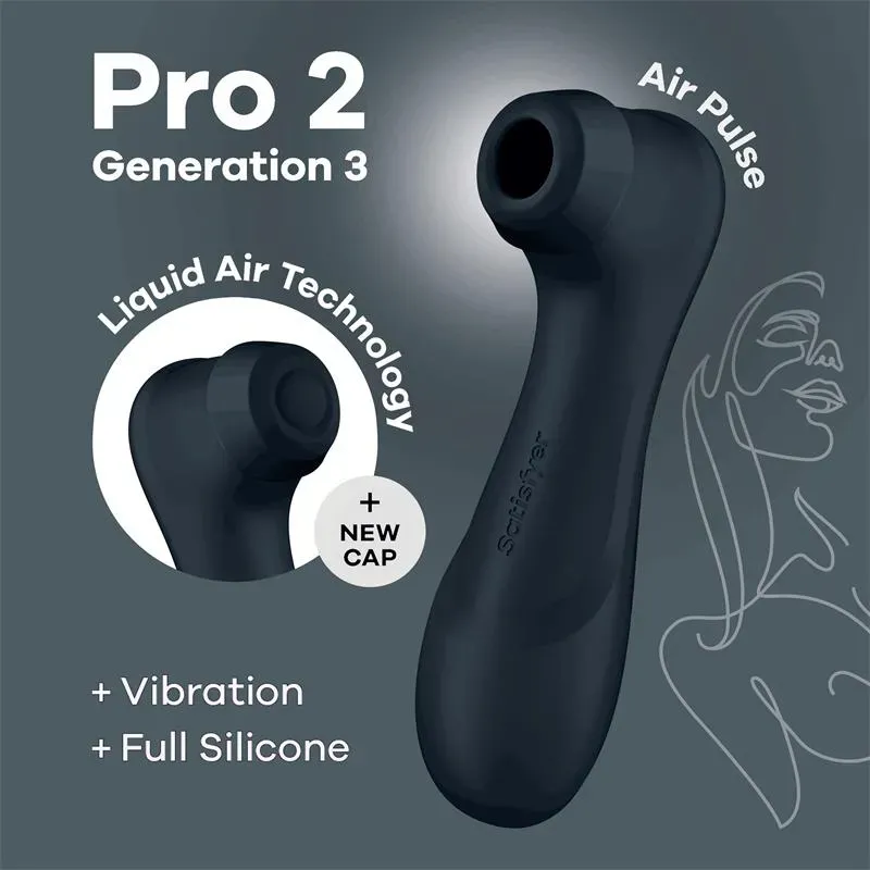 Pro 2 Gener 3 Liquid Air Technology Succión y Vibración Negro – Succionadores Clitoris
