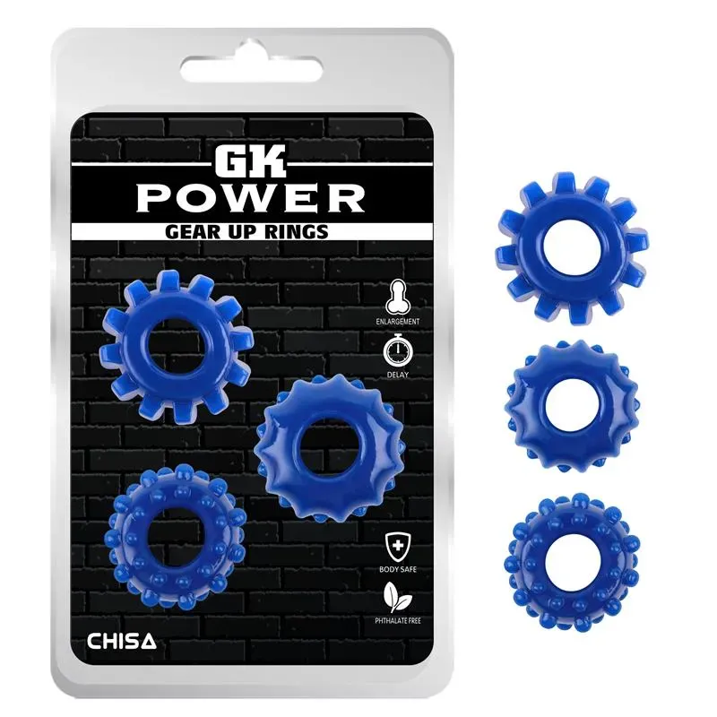 Kit 3 Anillos Pene Gear Up Azul – Anillos Pene