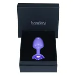 Plug Anal de Metal Púrpura Rosebud con Joya Azul