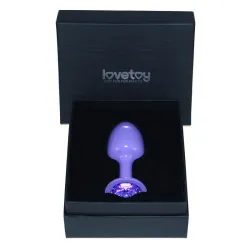 Plug Anal de Metal Púrpura Rosebud con Joya Azul