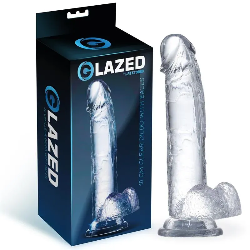 Dildo Realista con Testículos Material Cristalino 18 cm – Dildos
