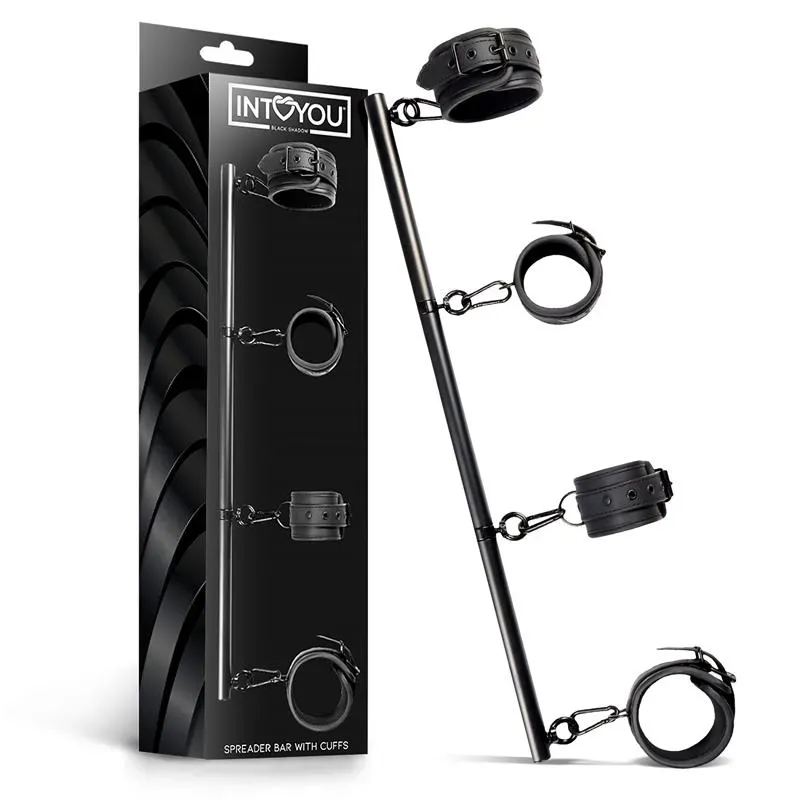 Barra Separadora Rígida Desmontable y 4 Esposas Desmontables Neopreno y Cuero Vegano – BDSM/Ataduras