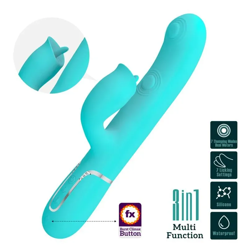 Gigi Vibrador con Licking y Thumping Turquesa – Vibradores