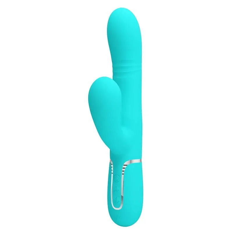 Mariana Vibrador 4 en 1 Silicona Turquesa – Vibradores