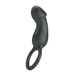 Trae Anillo Vibrador  Silicona USB Negro