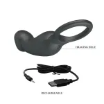 Trae Anillo Vibrador  Silicona USB Negro