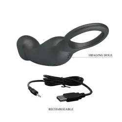 Trae Anillo Vibrador  Silicona USB Negro
