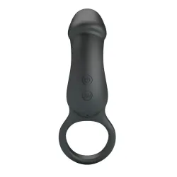 Trae Anillo Vibrador  Silicona USB Negro