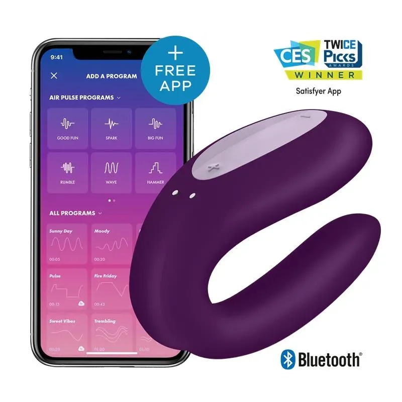 Vibrador para Parejas con APP Double Joy Violeta – Estimuladores