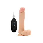 Pene Realístico con Vibración - 22,86cm - con Escroto - Color Natural