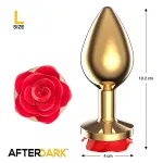 Plug Anal de Metal Dorado con Rosa Roja en la Base Talla L