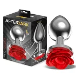 Plug Anal de Metal con Rosa Roja en la Base Talla L